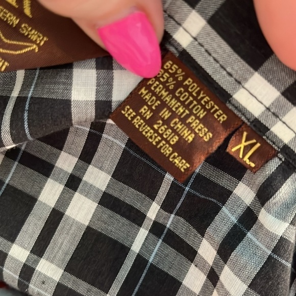 Vintage BJR Western Wear Shirt Pearl Buttons Casual Button Down Plaid Size XL - Picture 8 of 9